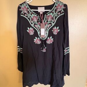 Chloe Oliver Jimmarin Dress Embroidered Boho Tunic Dress Black NWT XS